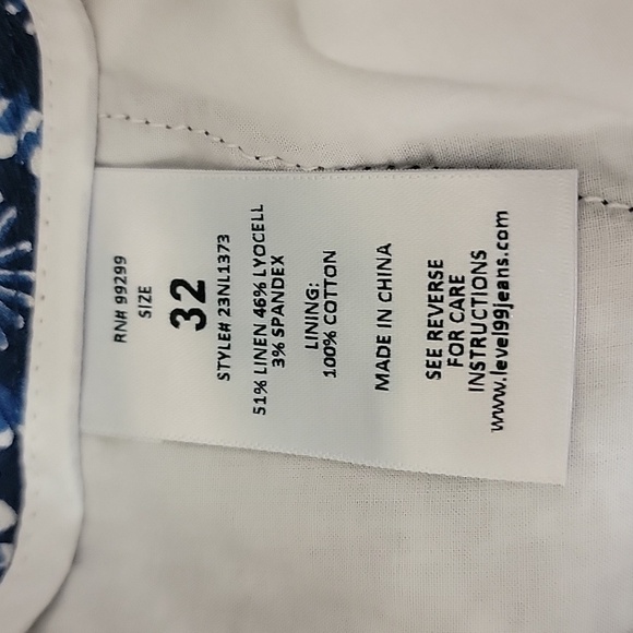 Level 99 | Linen Blend Blue White Circle Floral Shorts 5" Inseam Size 32 - Picture 5 of 6